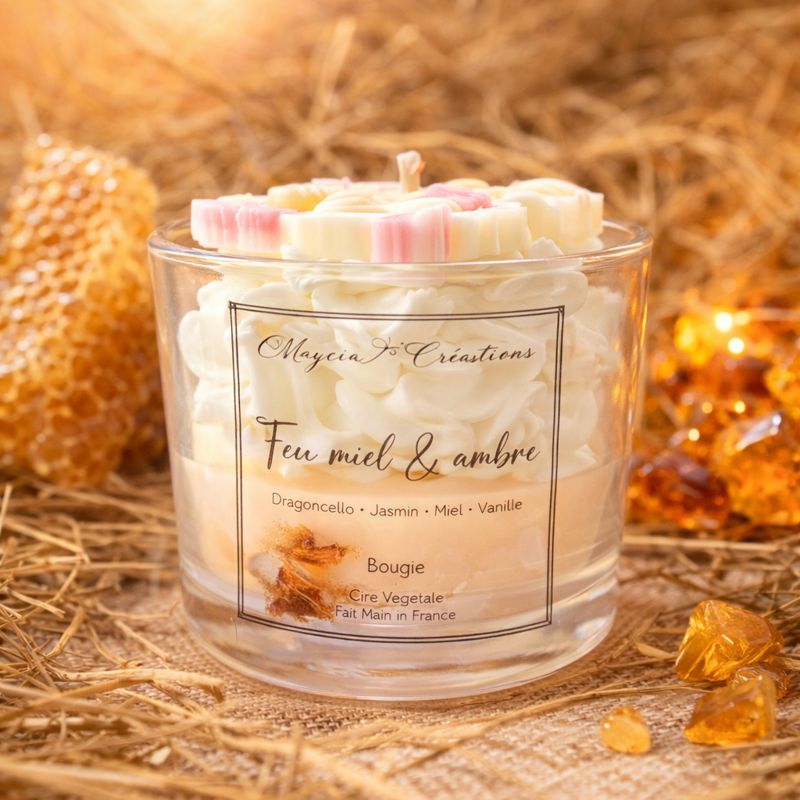 Bougie cire de soja motif abeille