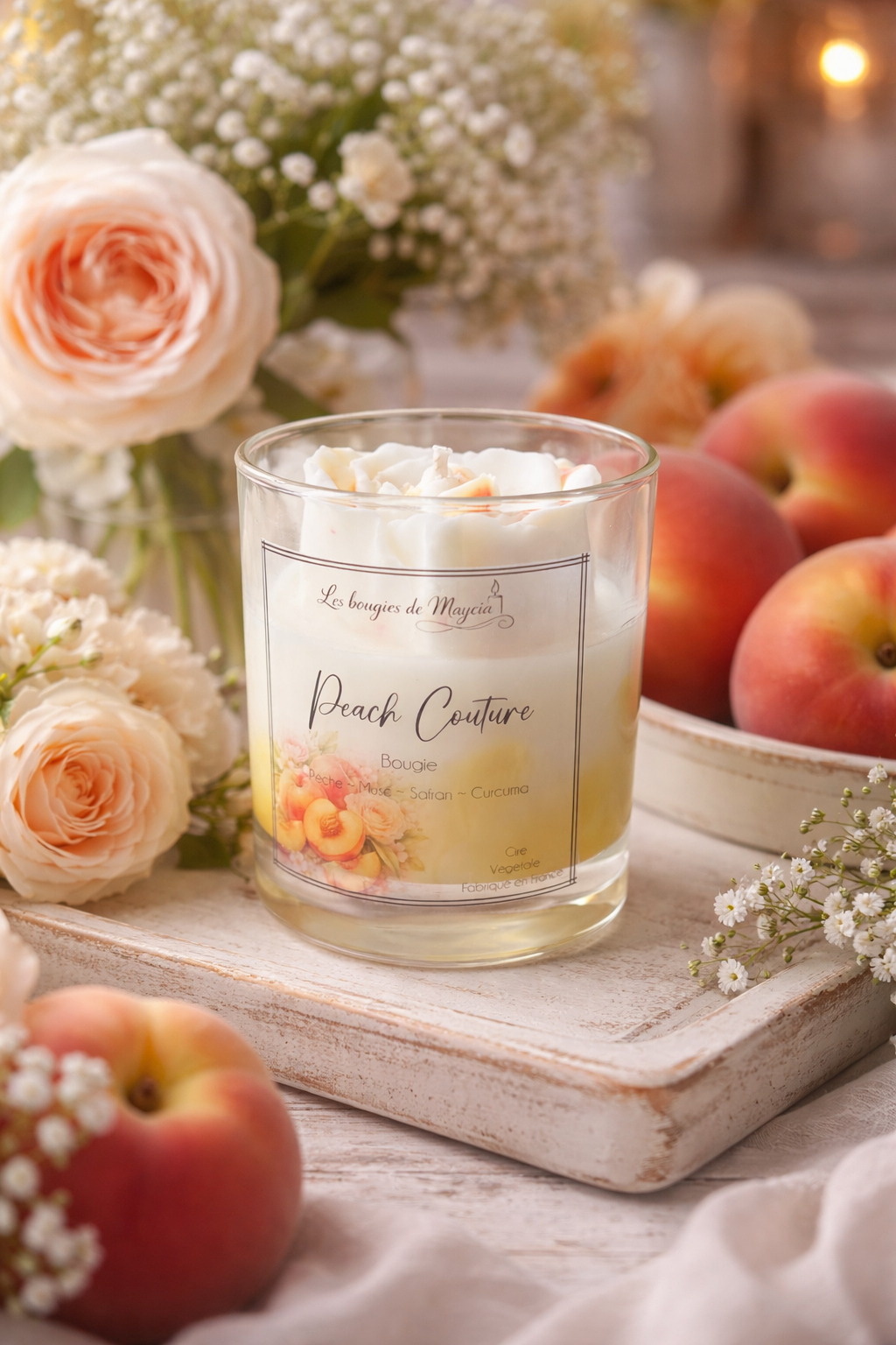 Bougie parfumée pêche artisanale – Peach Couture fait main – Image 2