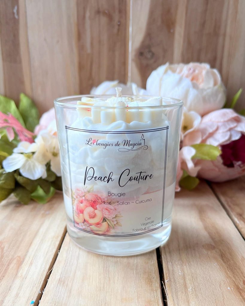 Bougie Parfumée Fouettée à la Pêche – Peach Couture Artisanale