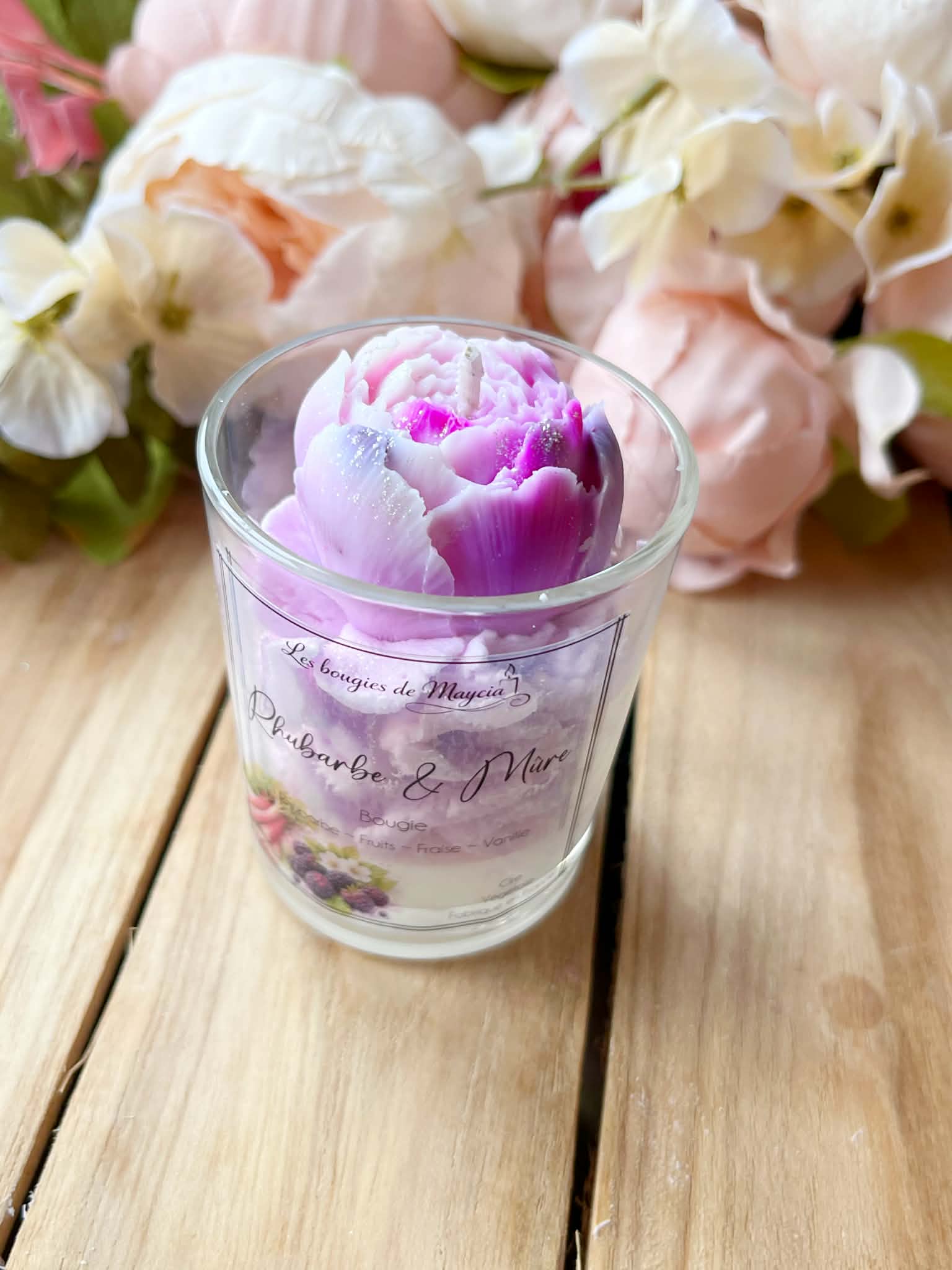 Bougie Parfumée Rhubarbe Mûre Artisanale Naturelle – Image 3