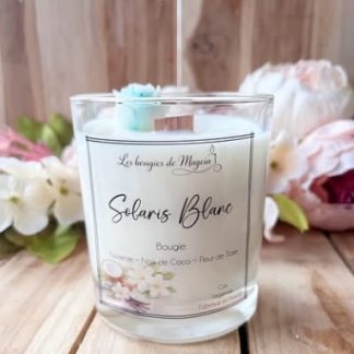 Bougie mèche en bois Solaris Blanc – Bougie artisanale parfumée